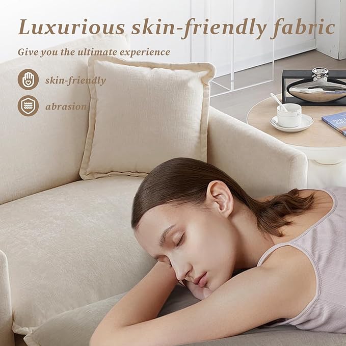 SoarFlash Chenille Sectional Sofa Comfy Modular Single Sofa with Ottoman Modern Recliner Deep Seat Sofa Set for Living RoomLight Coffee