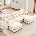 107 Oversized Modular Sectional Sofa Beige Large Sectional Couches for Living Room Chenille Fluffy Sofa Set Cloud 3 Seater Comfy Modular Couches with 2 Ottomans Modern Sofas para Sala U Shaped