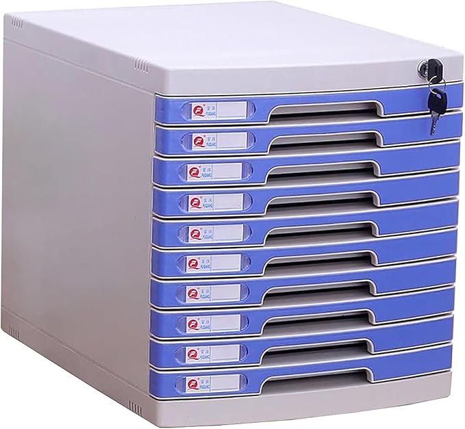 File Cabinet Desktop 10 Drawer File Cabinet with Locking File Organiser Data Cabinet (Color : Blue Size : 11.61x15.51x12.79inch)