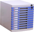 File Cabinet Desktop 10 Drawer File Cabinet with Locking File Organiser Data Cabinet (Color : Blue Size : 11.61x15.51x12.79inch)