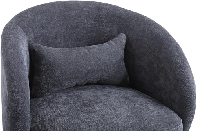 Swivel Accent Chair Swivel Barrel Chair with Pillow 360 Degree Swivel Armchair Round Club Chair for Living Room Bedroom Office Lounge (Dark-Gray+Linen)