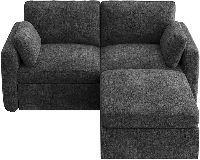 HONBAY Modular Sectional Couch with Storage Ottoman Sectional Sofa with Storage Seats L Shaped Sectional Couches for Living Room Grey