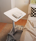 Soild Wood Mobile Folding Standing DeskHeight Adjustable Rolling Laptop TableSpace-Saving Portable Sit-Stand Desk 90° Tiltable Desktop PC Table with Wheels Home Office and Bedroom