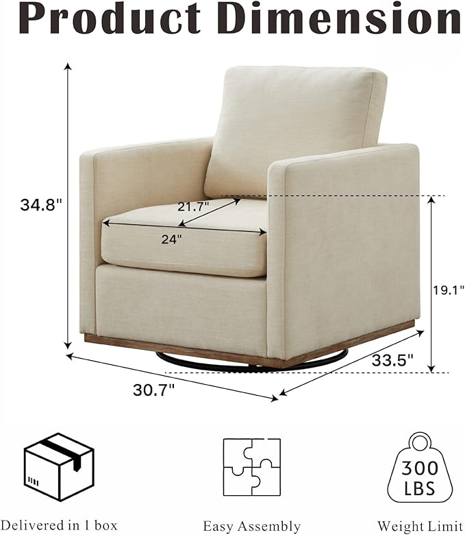 Mlmh &amp Kngwa 30.7 Swivel Accent Chair Set of 2 for Living Room Mid Century Modern Armchair Reading Chairs for BedroomChenilleBeige