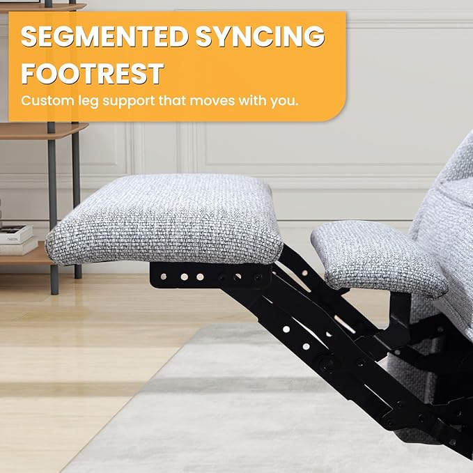 Nursery Swivel Glider Recliner Chair with Segmented Footrest Modern 360° Rocking Manual Motion Sofa with Lumbar Pillow Detachable Wings &amp Armrest for Living Room Bedroom (LightGray)