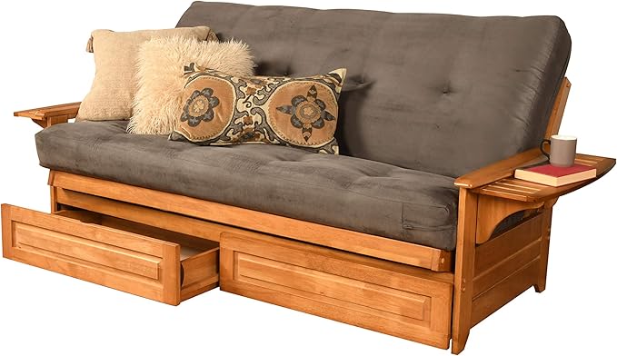 Kodiak Furniture Phoenix Futon With Storage Drawers Suede Gray