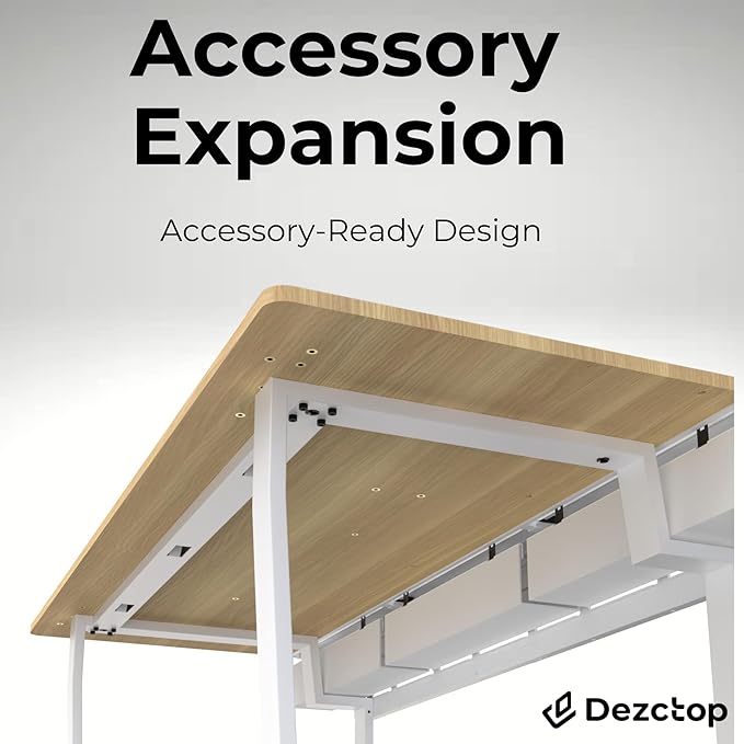 Dezctop Bifrost 160 63W x 28D Gaming PC Computer Desk with Shelves Large Workstation for Gamers or Home Office with Pegboard Built-in Cable Management Stainless Steel Frame (Oak 63W x 28D)