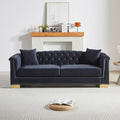 84 inch Chesterfield 3 Seater Sofa Oversized Mid Century Modern Sofa Couch with Gold Rivet Decoration Cloud Comfy Velvet Upholstered Button-Tufted Couch for Living Room Office Black