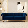 Mid-Century Modern Blue Velvet Sofa with Gold Metal Legs 83.86 Luxury Chesterfield Comfy Couches for Living Room (Velvet Blue)