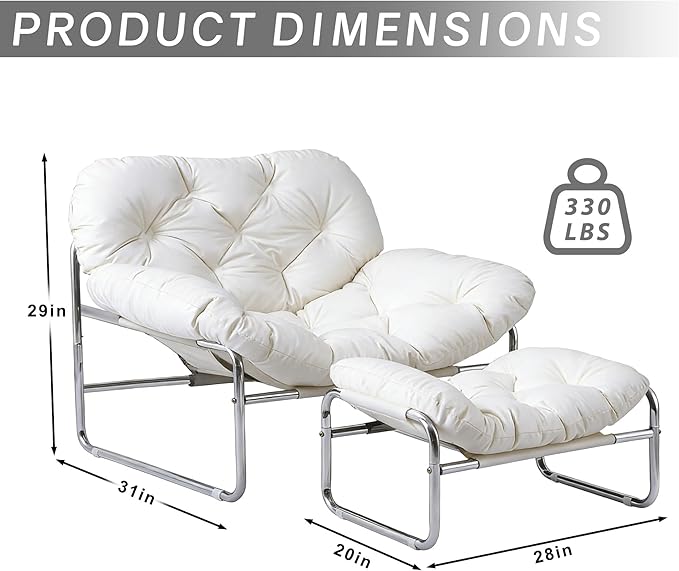 YOXIFOC Modern Style Recliner Armchair with Footrest Multifunctional Leisure Chair with Thickened Cushion and Phone Holder Suitable for Bedroom/Living Room Reading Chair/Garden/Patio (White)