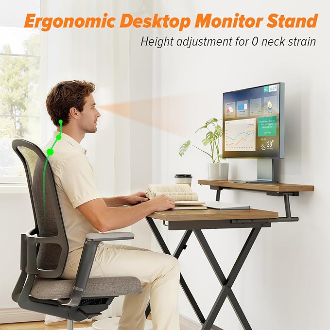 WOHOMO Folding Computer Desk with Adjustable Height 23.6 x 31.5 x 25.6 Foldable Table with Monitor Stand Small Office Desk for Bedroom Space Saving Desk for Home Office Easy Assemble Walnut