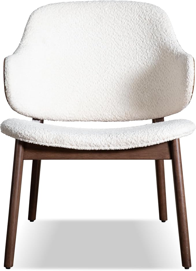Furniture of America Callum Mid-Century Modern Solid Wood Brown Accent Chair with Wingback Comfortable Upholstered Seating for Home Office Living Room Walnut