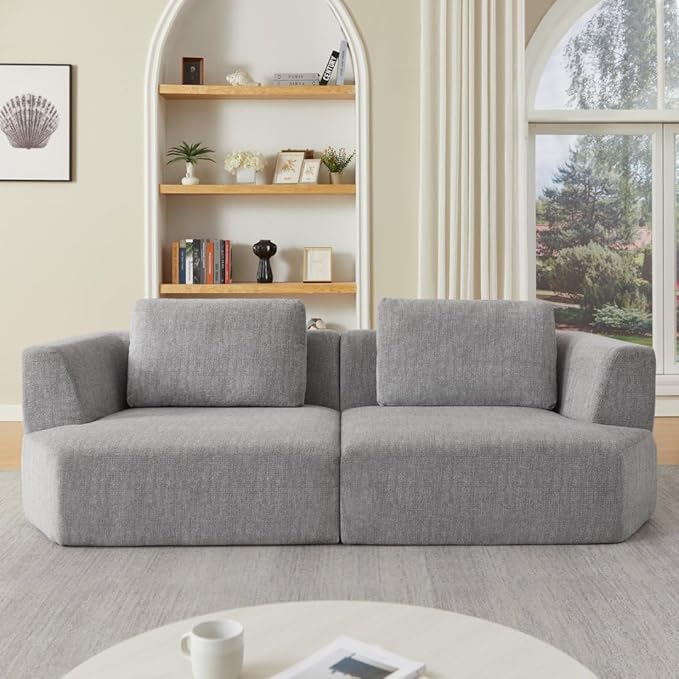 Sofa in a Box Oversized 3 Seater Memory Foam Boneless Couch w/Curved ArmsPlush Chenille Upholstered Cloud Modular LoveseatNo Assembly Needed Compression Sofa