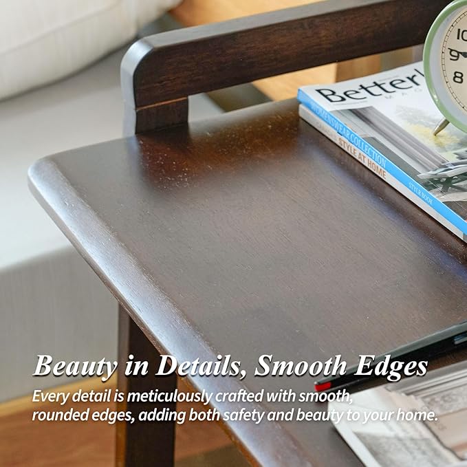 Computer Desk Foldable Desk Home Office Desks Solid Wood Writing Desk Mid Century Modern Desks Oak Study Table Folding Desks for Small Spaces 39.4 W x 27.6 H x 13.6 D Inches Walnut