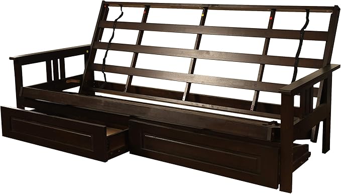 Kodiak Furniture Monterey Queen-size Futon Frame Storage Drawers Espresso Finish