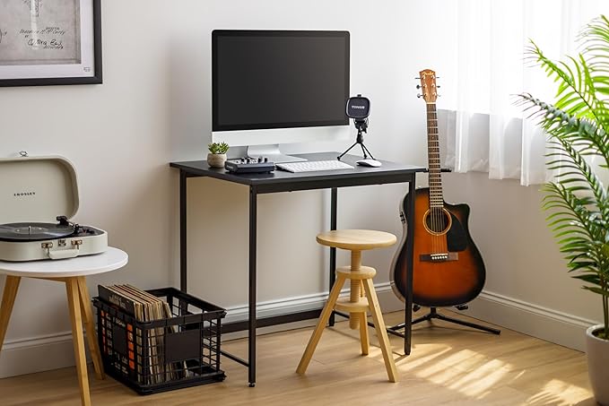 IRIS USA Inc. 32 Inch Modern Laptop and Computer Desk Office Table for Home Office Water and Scratch Resistant Surface Gaming Desk Easy to Assemble Black Desk