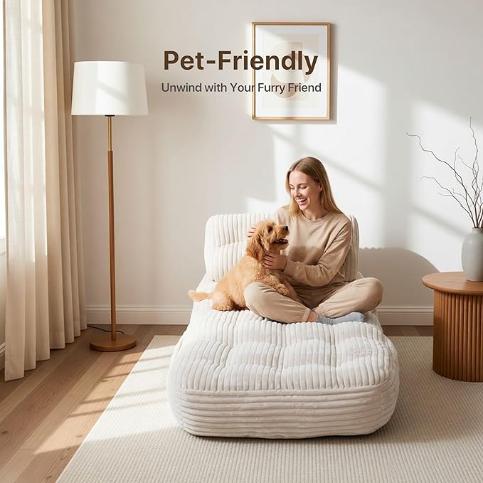 Boneless Chair Folding Sofa Bed with Pillow Sleeper Sofa with Back Support Sleeper Chair Portable Fold Out Chair Bed Comfy Foldable Mattress for Living Room Beige Single