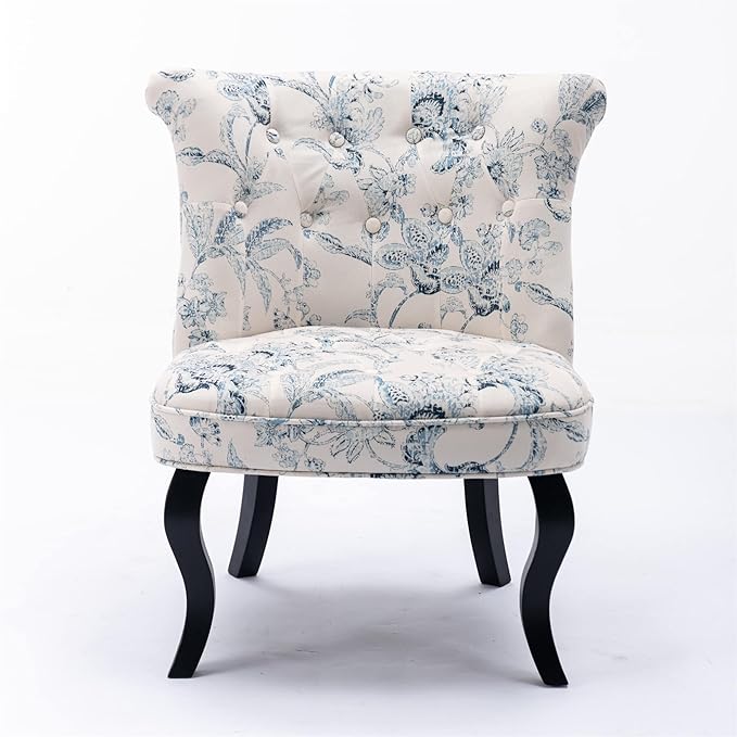 Generic Traditional Cloth Chair Printed Suitable for Living Room BedroomHome Office WhiteBlueFlowers 1pcsctn