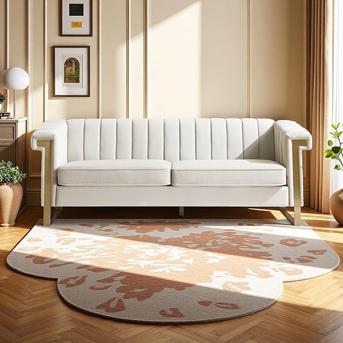 KEIKI 84 Velvet Sleek Channel-Tufted Sofa with Armrest and Back Cushions Gold Accents 3-Seater Upholstery Couch with Solid Legs Easy Assembly for Living Room Bedroom Apartment White
