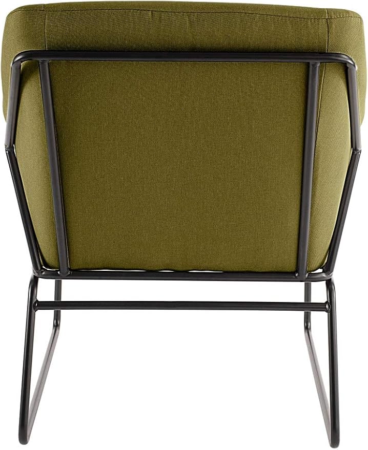 Elle Decor Odile Accent Chair Plush Back Cushion Black Metal Frame Modern Living Room Upholstery Furniture