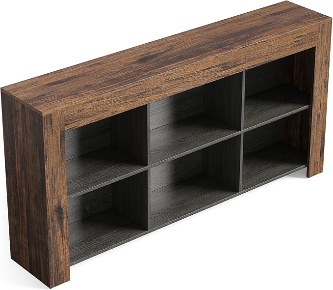 LITTLE TREE TV Stand with Storage 63-Inch Entertainment Center with Shelves Modern Media Console for Television up to 65 for Living Room Bedroom Brown + Black