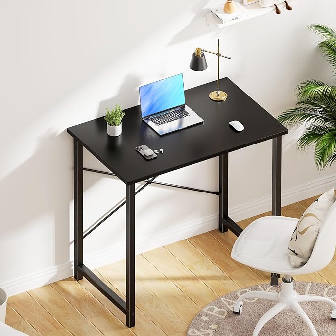 OLIXIS Small Computer Desk for Home Office 32 Inch Writing Desk for Small Spaces Study Table with X-Shaped Reinforcement Sturdy Bedroom Table with Scratch-Resistant Tabletop &amp Metal Frame Blac