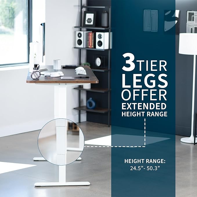 VIVO Electric 71 x 30 in Dual Motor Rustic Sit Stand Desk Memory Height Adjustment 2B Series Black and Vintage Brown Top White Frame DESK-KIT-2W7BN