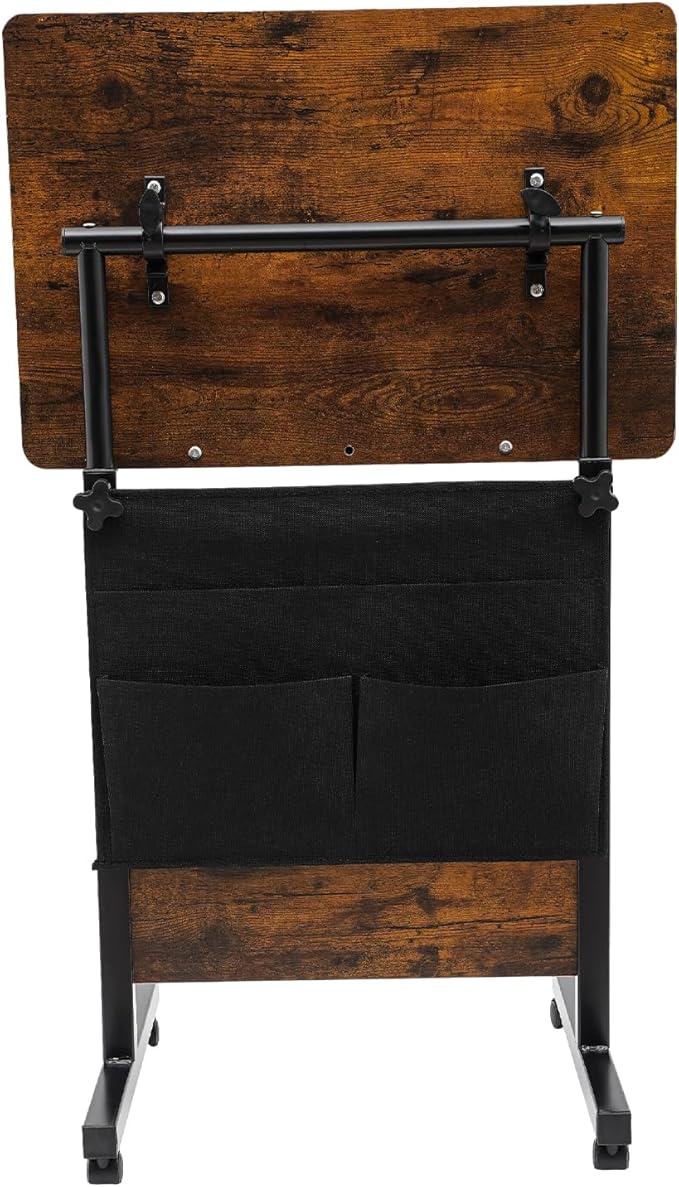 Standing Desk Adjustable Height Portable Standing Desk with Storage Bag 16 × 24 Inch Rolling Mobile Stand Up Table with Wheels 360°Flip Laptop Stand Table for Living Room Bedroom Study Office