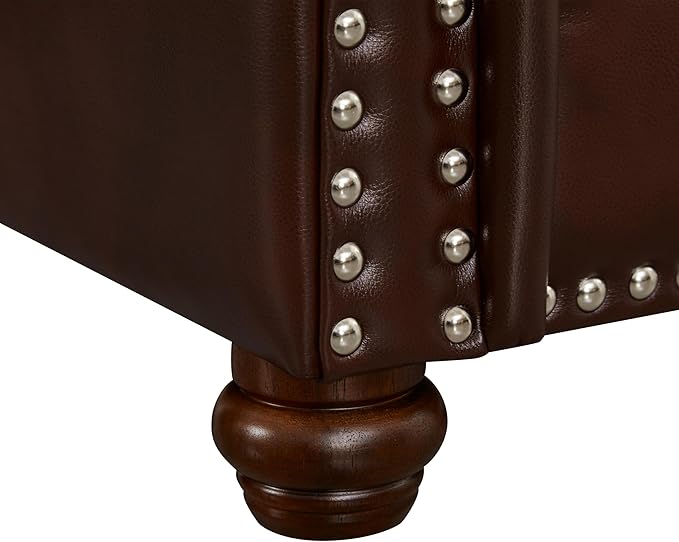 Loveseat Velvet Fabric Two- Seater Couch Buckle Design and Rivet Decoration Deep Seated Double Sofa Suitable for Living Room Bedroom Apartment Hotel etc (brown-01)