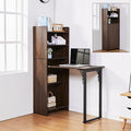 Foldable Desk with StorageHidden Desk with Built-in SocketFold Out Writing Table for Small SpacesHome Office and Bedroom (Dark Walnut)