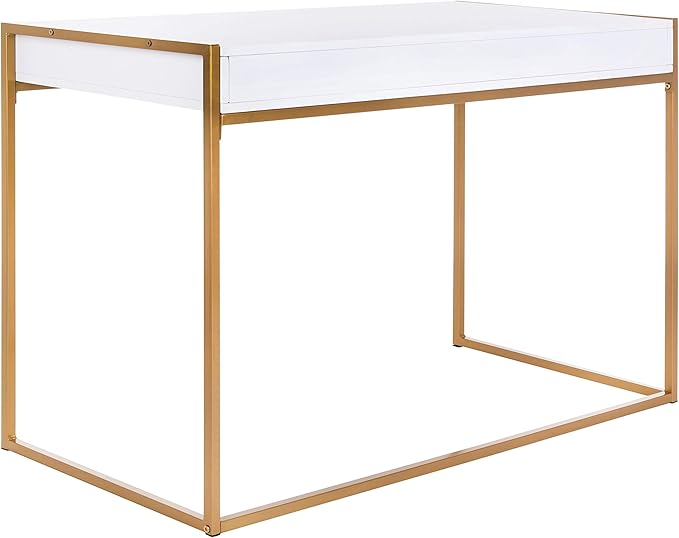 Safavieh Home Office Elodie Modern White and Gold 1-drawer Desk
