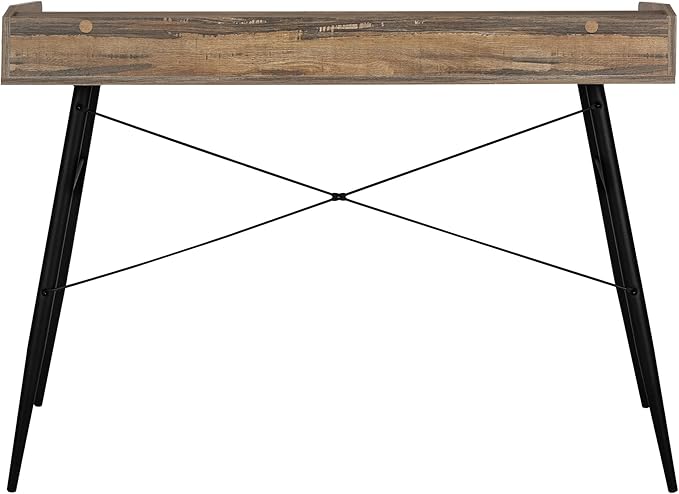 Computer Desk Laptop Workspace Home Office Storage Combo 48 Brown Laminate Black Metal Modern Desk with Cubbies
