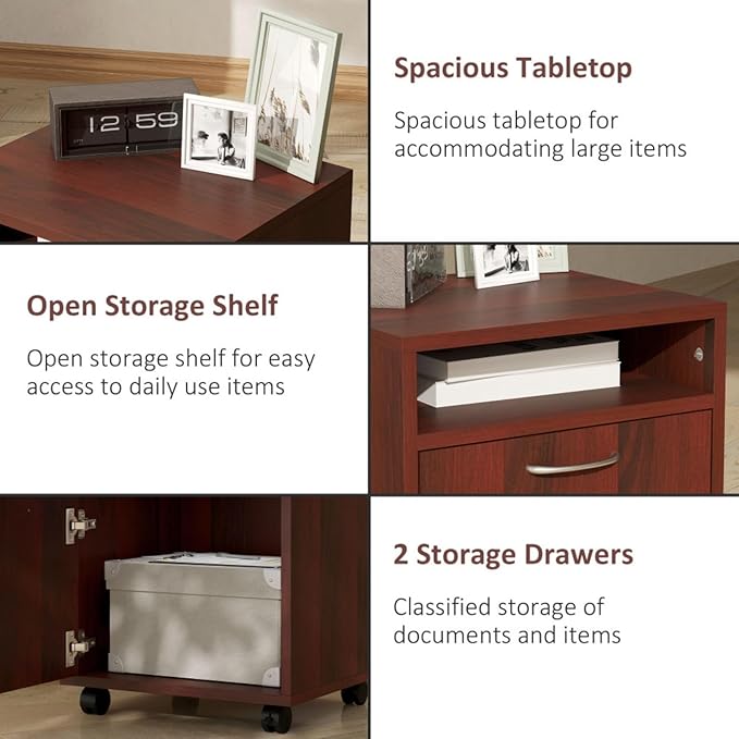 Hassyee Home or Office Mobile File Storage Cabinet Organizer with Shelf Large Drawer and Doorample Space for Paper Reams Ink Cartridge Books Folders and Other Office Suppliers (Brown)