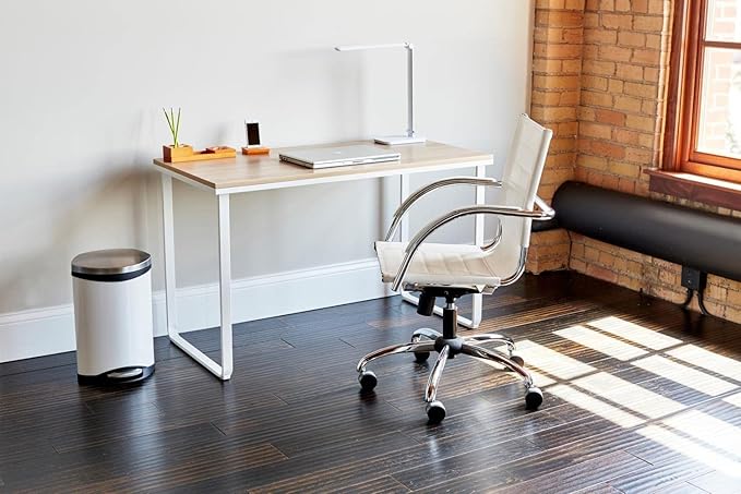 Safco Simple Design Table Desk with Sled Base  Beech Top White Legs (1943BHWH)