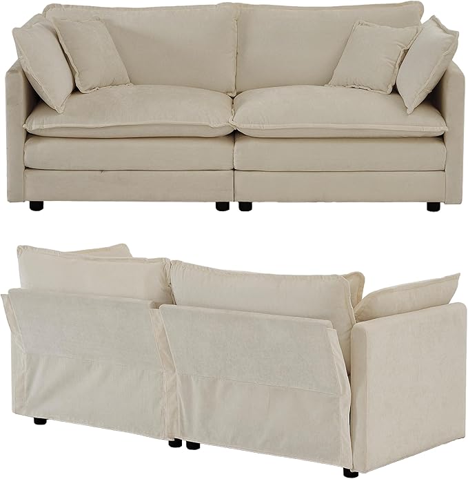 GNIXUU Upholstered Living Room Furniture Sets Inclued 2 Pieces loveseat Sofa Modern Chenille Deep Seat Couch Set for Living Room and Bedroom(2+2 seat Camel)