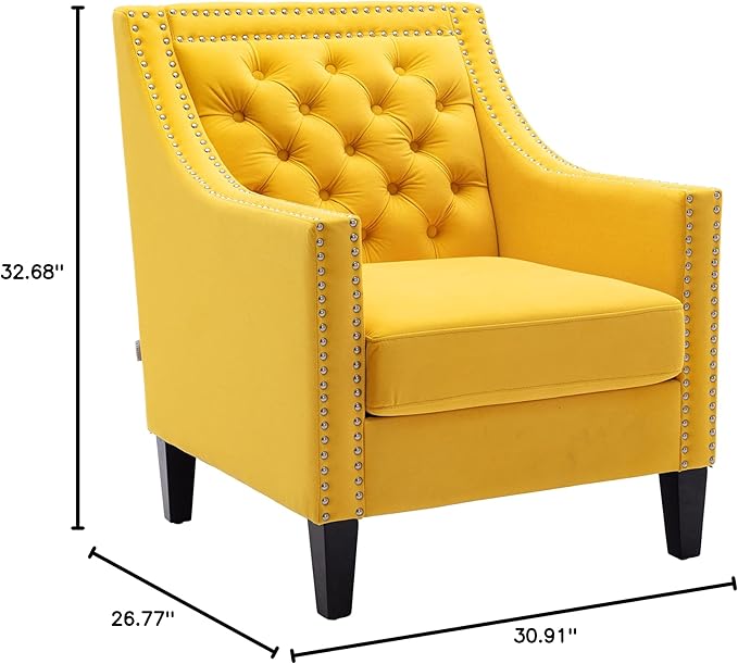 Accent Armchair Living Room Chair with Nailheads and Solid Wood Legs