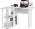 Furinno Abbott L-Shape Desk with Bookshelf 41.14 (W) x 28.94 (H) x 34.45 (D) inches White/White