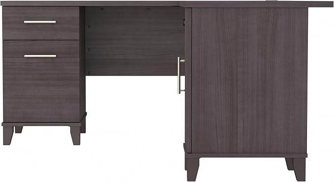 Bush Furniture 60-inch L Shaped Desk with Storage Spacious Corner Computer Table for Home Office Somerset Collection Storm Gray