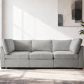 EDILLY 94 inches Oversized Modular Sectional Fabric Cloud Sofa Set Extra Large L Shaped Couch Reversible Chaise Couch3 Seat Modular Sofa Light Grey