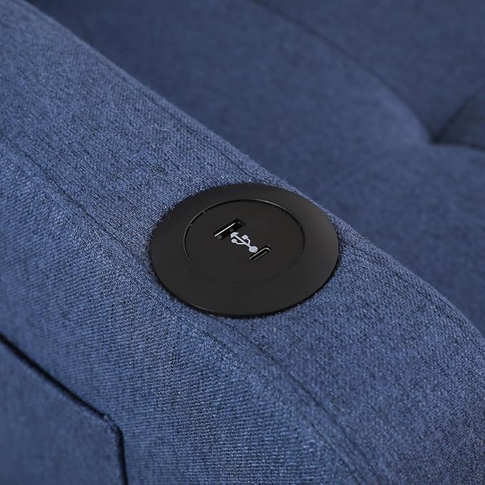 3-in-1 Convertible Futon Sofa Bed Chair Velvet Button Tufted Upholstered Pull Out Sleeper Chair with Adjustable Backrest&amp USB Ports Modern Lounge Armchair for Living Room Bedroom Apartment(Blu