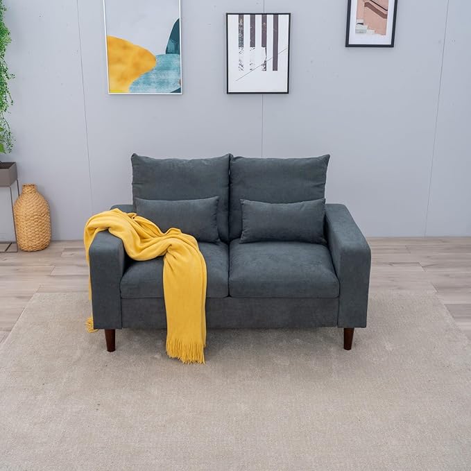 Panana Convertible Sectional Sofa CouchL-Shaped 2 or 3-Seat Sofa Sectional with Reversible Ottoman for Small Living Room Apartment (Gray Linen Fabric 2 Seater ONLY - Track arms)