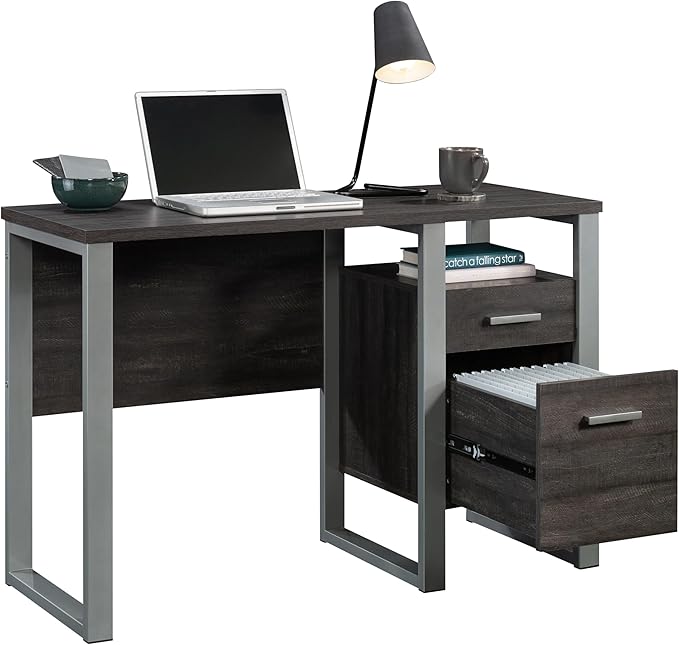 Sauder Rock Glen Single Pedestal Desk Blade Walnut Finish