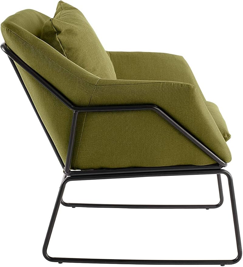 Elle Decor Odile Accent Chair Plush Back Cushion Black Metal Frame Modern Living Room Upholstery Furniture