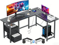 Gizoon 66 L Shaped Gaming Desk with Large Drawers Reversible Corner Desk with Power Outlets &amp Moveable CPU Stand Home Office Computer Desk Black