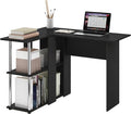 Furinno Abbott L-Shape Desk with Bookshelf Americano/Chrome
