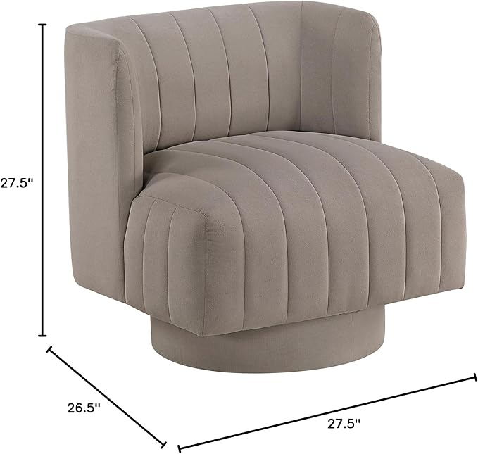 Modern Swivel Chair: Luxury Textured Fabric Contemporary Barrel Back Design for Living Room (Taupe)