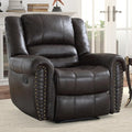 INZOY Leather Recliner Chair Heavy Duty Manual Reclining Sofa Single Lounge Sofa for Living Room Home Theater Seating Dark Grey