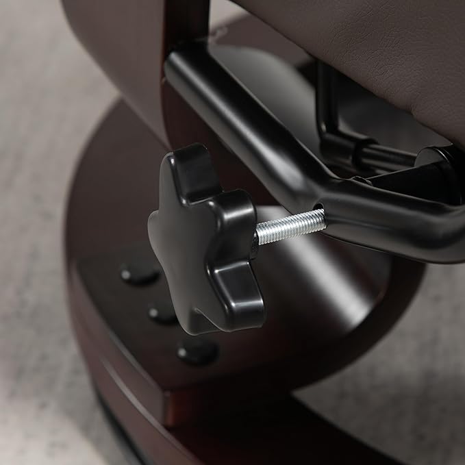 Recliner with Ottoman Swivel Recliner Chair and Ottoman Faux Leather Reclining Chair with High Back and Wood Frame for Living Room Bedroom Brown