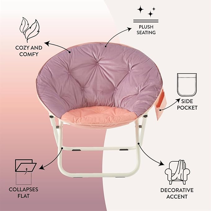 Urban Lifestyle Colorblock Micromink Saucer™ Chair with White Legs Purple/Pink