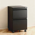 2 Drawer File Cabinet with LockRolling Filing Cabinet with Wheels for Home OfficeUnder Desk Metal File CabinetOffice Storage OrganizerBlack